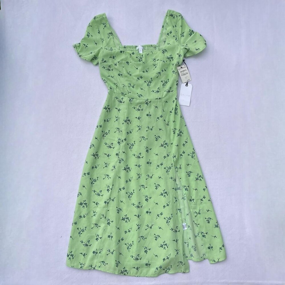 NWT Green Floral Leith Cottage Core Fairy A-line Maxi Dress Sz S Fall Autumn